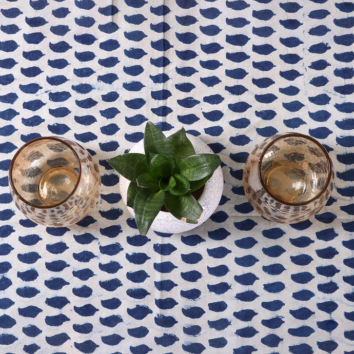 Premium Hand Block Leaf Print Cotton Top Dining Table Cloth Design